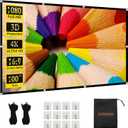 Projector Screen TOWOND 100" Projection Screen Indoor Outdoor Washable Anti-Crease 16:9 HD Rear Front Movies Screen for Home Theater Office