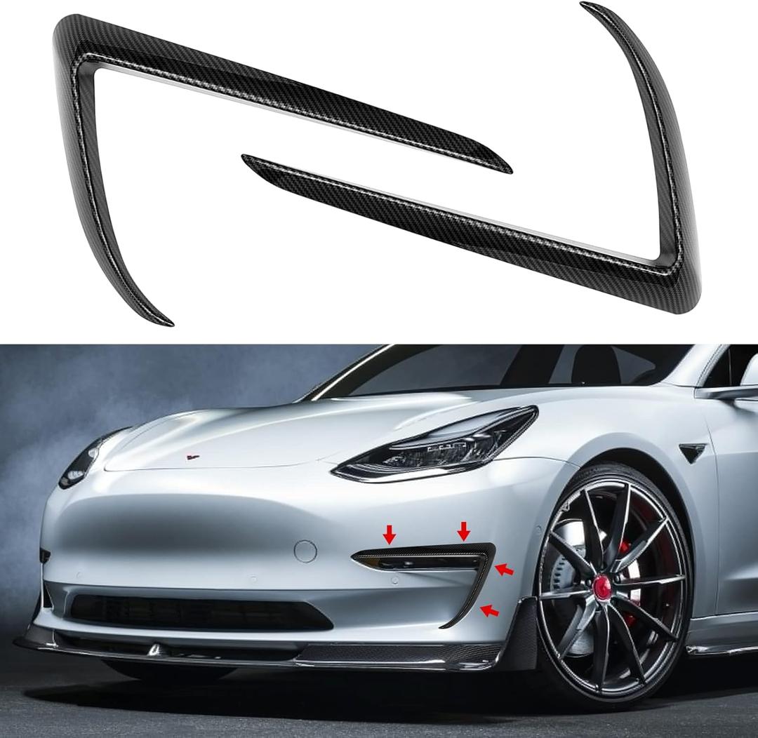 Tesla Model 3 Front Fog Light Trim Cover Fog Lamp Frame Blade Trim Eyebrow Spoiler Accessories for Tesla Model 3 2017 2018 2019 2020 2021 2022 2023 (Matte Black)