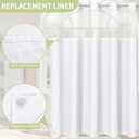 Litabel 2Pcs White Fabric Snap-in Shower Curtain Liner Replacement, 70W x 66H Waterproof Removable Liner for No Hook Shower Curtains with Snap in Liner, Soft Cloth & Hotel Quality, Machine Washable