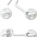 Heavy Duty 2 Pack Hook and Eye Latch - Ideal for Bathroom, Bedroom, Sliding Barn Door and Gate Doors (White)