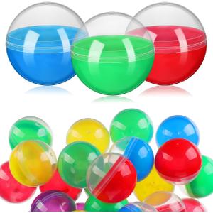 Cabilock 50Pc 1.77 Inch Fillable Empty Round Plastic Capsules for Vending Machines Party Favors DIY Storage Containers for Crafts Candy Holders