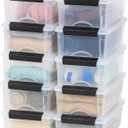 IRIS USA 6 Qt Stackable Plastic Storage Bins with Lids, 10 Pack - BPA-Free, Made in USA - See-Through Organizing Solution, Latches, Durable Nestable Containers, Secure Pull Handle - Clear