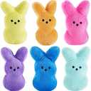 PERUKOYO 6PCS Easter Bunny Plush Toys,Easter Basket Stuffers Toys for Kids,Cute Easter Bunny Stuffed Animals Bulk Plushie,Easter Egg Fillers Party Favors Gift for Girls Boys