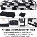 SAND MINE Waterproof Outdoor Rug 9x18 ft, Plastic Straw Rug, Modern Area Rug, Large Floor Mat, RV, Patio, Backyard, Deck, Picnic, Beach, Trailer, Camping (9' x 18', Black & White Lattice)
