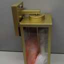 19" Gold Outdoor Wall Lantern 2-Light, Large Modern Wall Sconce Light Fixture, Industrial Porch Light with Glass, Waterproof Farmhouse Exterior Lamp (1 Pack) (19 Inch Ordinary)