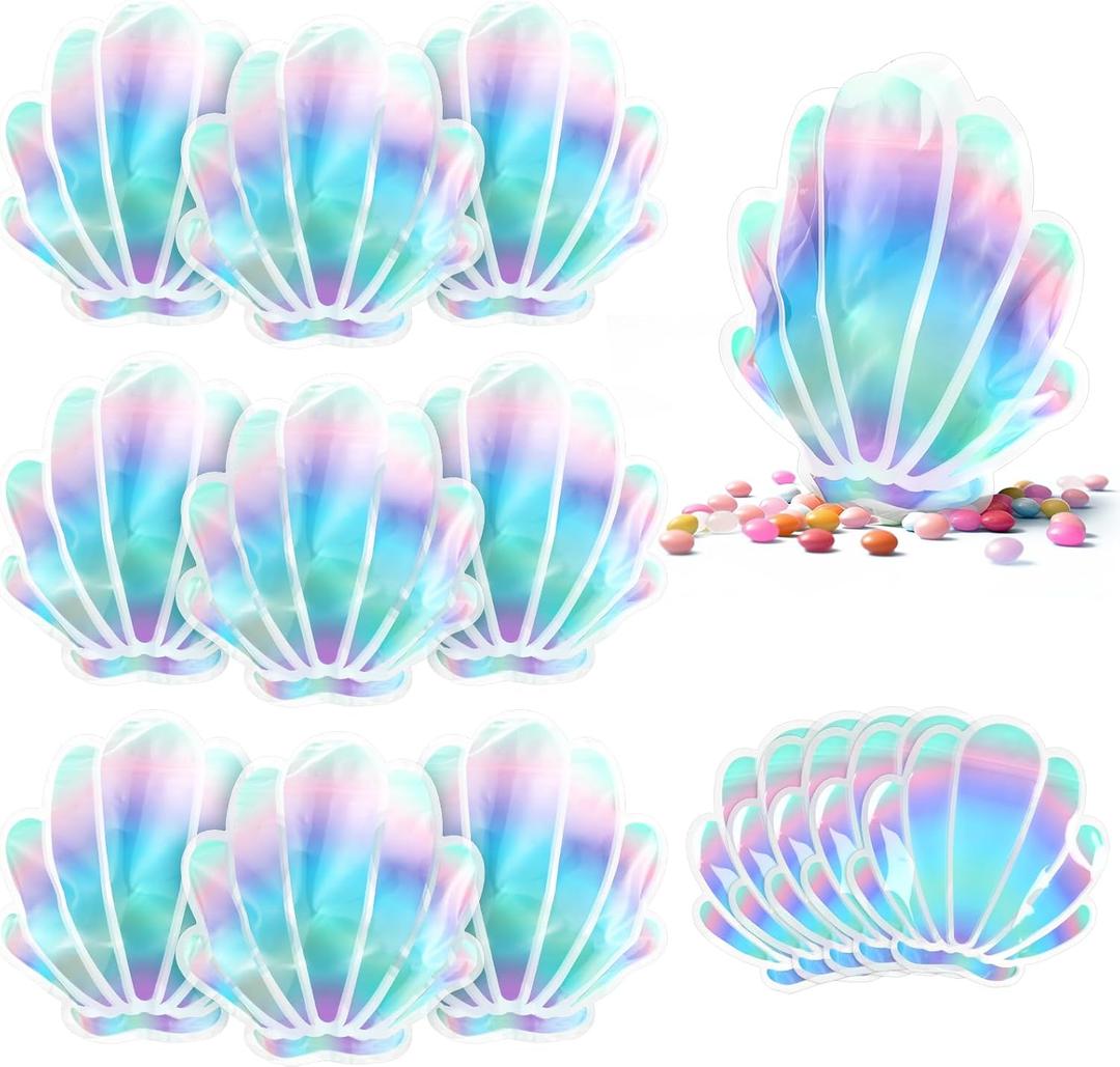 50 Pcs Seashell Bag Mermaid Party Favors Hangover Recovery Kit Goodie Gift Bags for Under the Sea Birthday Bachelorette Party Favor Supplies