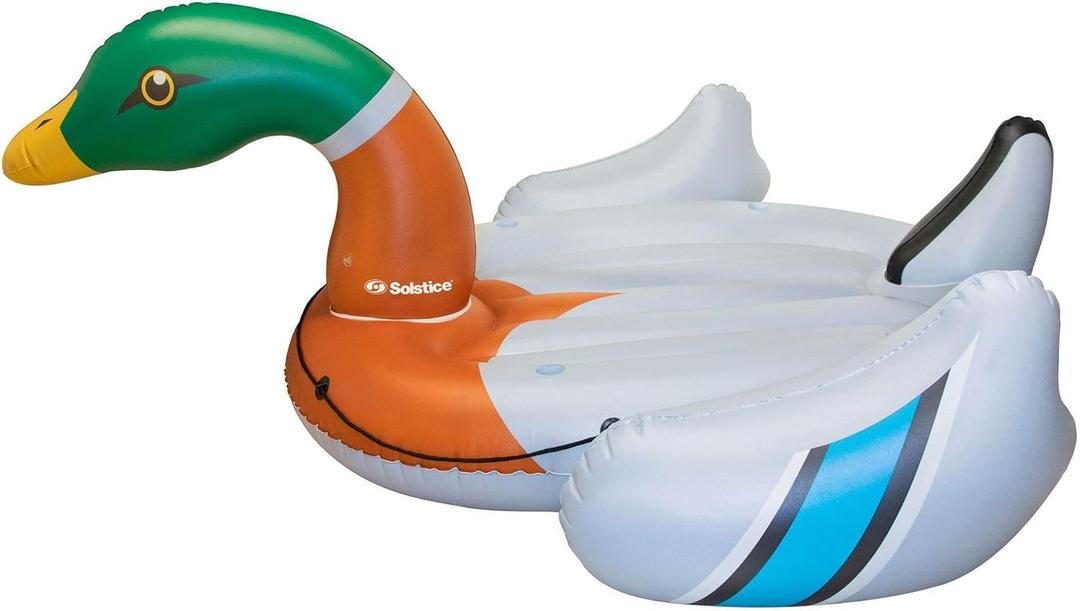 Solstice Giant Inflatable Ride-On Decoy Duck Island Float, Multicolor, One Size