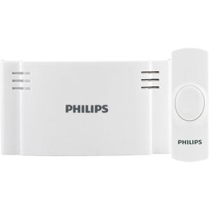 Philips Wireless Doorbell Kit, Battery-Operated Reciever, 1 Push Button, 2 Melodies, 4 Volume Levels, 150 Ft Range, White, DES1120W/27