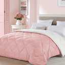 Seward Park King Size Pink Beige White Comforter, All Season Soft Reversible Bedding, Cooling Lightweight Fall Blanket, Girls Bedspread