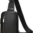 Sireck Crossbody Bag,Cross Body Fanny Packs for Men Women Trendy,Black Small Sling Phone Chest Bag for Workout Running