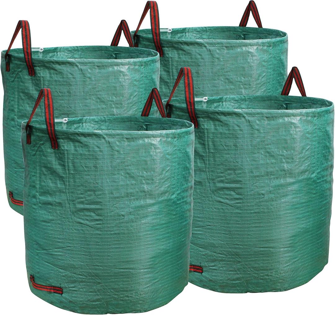 PHYEX Professional 4-Pack 132 Gallon Gardening Bags for Lawn Yard, Extra Large Reusable Leaf Bags, Waste and Trash Container
