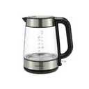 Basics Electric Kettle with Glass Carafe for Tea and Coffee, BPAFree, Fast Boiling, Auto ShutOff, BoilDry Protection, Water Level Indicator, 1.7 Liter, 1500W, Black and Silver