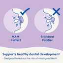 MAM Perfect Baby Pacifier 6-16 Months, Extra Thin Nipple, Developed with Orthodontists, Clinically Proven, Glows in The Dark, BPA-Free Silicone, Pack of 2, Made in Europe
