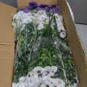 Rowfad 36 Pcs Artificial Fake Pansy Flowers for Outdoor, Faux Silk Pansies Spring Flowers for Outside for Planter Front Door Porch Yard Patio Window Box Home Decor (36, Purple, Yellow, White)