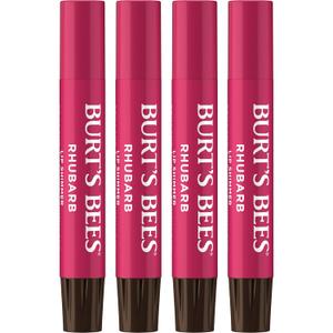 Burt's Bees Shimmer Lip Tint Set, Mothers Day Gifts, Tinted Lip Balm Stick, Moisturizing for All Day Hydration with Natural Origin Glowy Pigmented Finish & Buildable Color, Rhubarb (4-Pack)