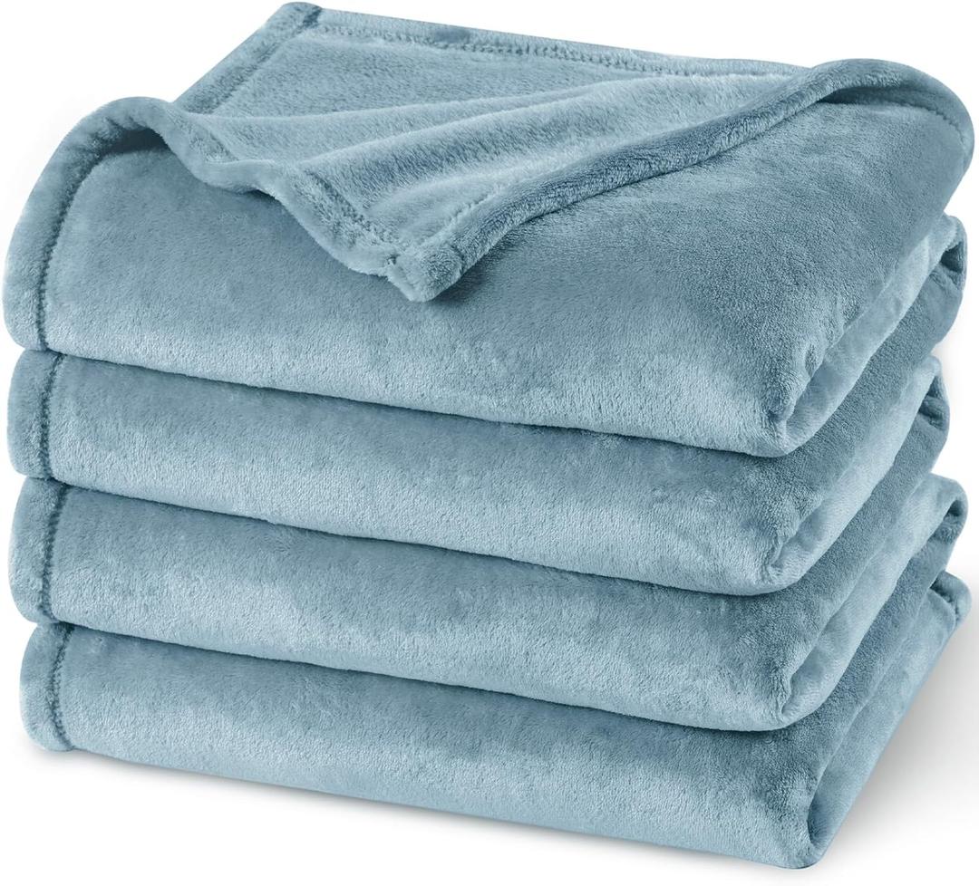 PHF No Shed No Pilling Fleece Blankets King Size -Ultra Soft Lightweight & Cozy Bed Blanket, Plush Anti-Stati Microfiber, Room Home Decor Gifts for Women and Men, 108" x 90", Dusty Blue