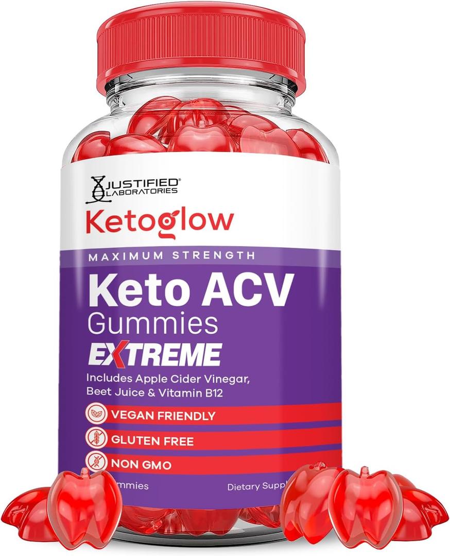 Keto Glow Keto ACV Gummies Extreme 2000MG Ketoglow Keto Gummies Apple Cider Vinegar Formulated with Pomegranate Beet Juice Powder B12 Vegan Non GMO 60 Gummys (EXP 05/05/26)