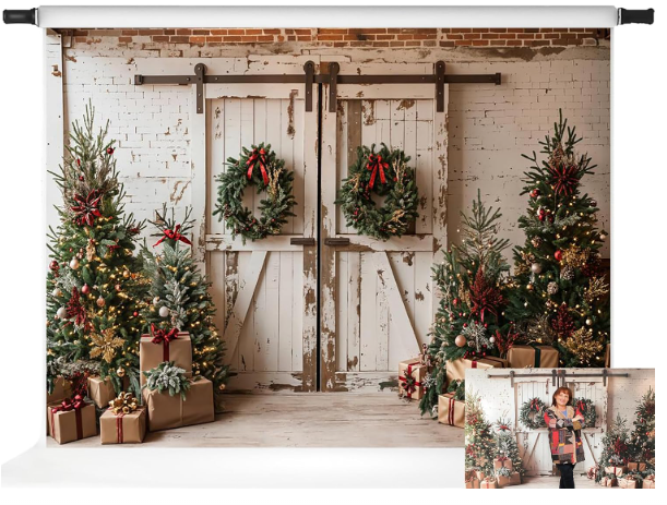 Kate Christmas Trees Backdrops Cane Candy White Snow Land Backdrop Children Xmas Festive Party Supplies Photo Props, 8x8ft