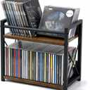 CroBlissful 2-tier CD Holder CD Storage Rack for Display Countertop Media Organizer with Display Top Shelf for Home Office Living Room Kitchen, Music Enthusiasts, Holds up to 57 Standard Cases