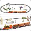 TEMI Train Set for Kids Toddlers 3-5, Train with Steam Engine, Cargo Car and Long Track, Rechargeable Battery Play Red Train Toys with Smoke, Light & Sounds, Gift for Boys & Girls 4-7 Years (Red-medium Size)