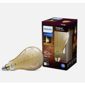 Philips 40Watt Equivalent A50 Dimmable Vintage Glas Edison LED Large💡Bulb 2000K