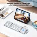 MEETION Foldable Keyboard with Touchpad, Bluetooth Wireless Portable Keyboard, Rechargeable Ultra Slim Pocket Folding Keyboards, Full Size Keys, Travel for iOS Android Windows Laptop PC Tablet White