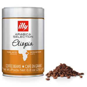 illy Arabica Selections Ethiopia Whole Bean Coffee, 100% Arabica Bean Single Origin Coffee, Light Roast with Notes of Jasmine, All-Natural, No Preservatives, 8.8 Ounce Can (Pack of 1), Best By: 02/01/27