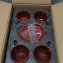 vicrays 6.5 oz Cappuccino Cups with Saucers, Set of 4, Ceramic Coffee Cup for Au Lait, Double shot, Latte, Cafe Mocha, Tea (Cherry Red)