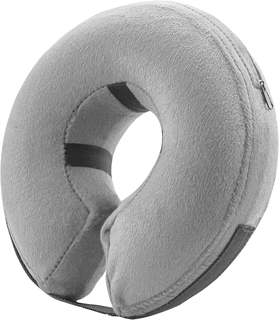 BENCMATE Inflatable Dog Cone Collar Alternative, Soft Dog Cone for Small Medium Large Dogs and Cats, Neck Recovery ECollar Donut Collar After Surgery (Large, Grey) (Gray, L)