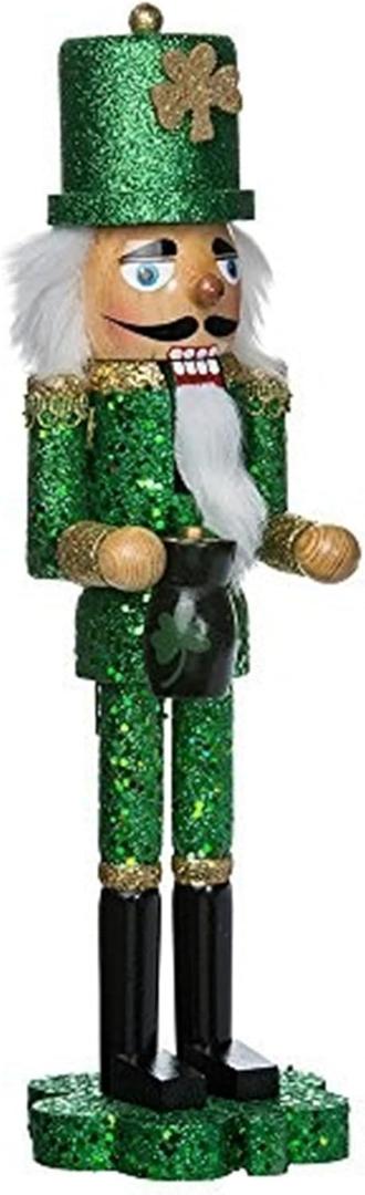Kurt Adler 15-Inch Wooden Irish Nutcracker on Shamrock Base