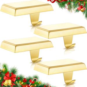 Zhengmy 4 Pcs Christmas Stocking Holders for Mantle Weighted Stocking Holder Fireplace Hangers for Xmas Holiday Party Decoration 