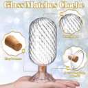 Cinnvoice Helix Shaped Glass Matches Cloche Decorative for 4 Inch Candle Matches Trendy Fireplace Display Decor, Not Include Matches(Clear,2.95 x 6.1 inches)