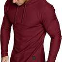 Lexiart Mens Fashion Athletic Hoodies Sport Sweatshirt Solid Color Fleece Pullover (Red) XL