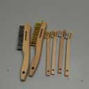 WORKPRO Wire Brush Set, 6 Pcs Brass/Stainless Steel Wire Scratch Brush Set, Small Large Size with Beechwood Handle for Cleaning Rust, Paint and Welding Slag