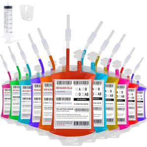 11pc Halloween Blood Bags for Drinks, 350ML IV Blood Bags, Vampire Themed Parties & Masquerade