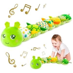 Infant Baby Musical Multi-Sensory Caterpillar, Stuffed Animal Activity Soft Toys, for Tummy Time Newborn 0-3-6-12 Months Boy and Girls, Green