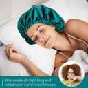 2 x Double Layer Silk Bonnet for Sleeping for Women and Men Large Satin Hair Cap for Curly and Natural Hair Blue Zircon + Black