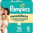 Pampers Swaddlers Diapers, Size 6 (23-44 lbs), 16 Count, Absorbent, Keeps Baby Dry and Comfortable, Skin Safe Disposable Baby Diaper (Packaging May Vary)