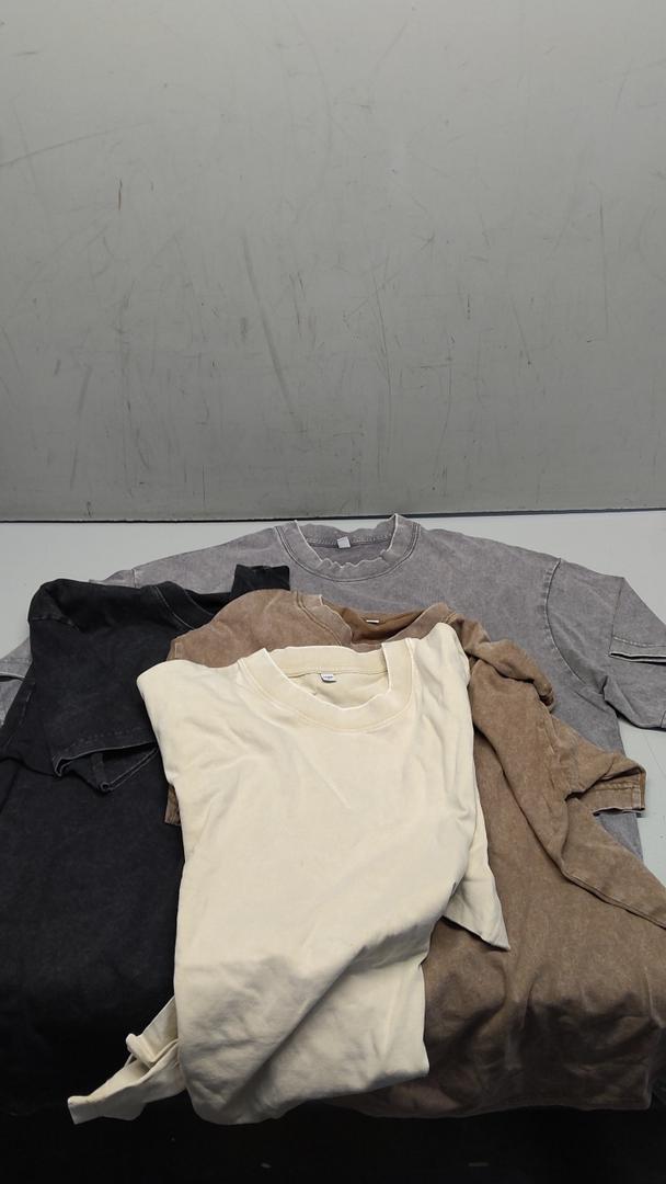  Oversized Tshirts for Men Vintage Short Sleeve Shirts Acid Wash Basic Tees 4 pcs Medium