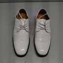 Men's Tuxedo Dress Shoes Patent Leather Oxfords Classic Formal Suit Shoes with Lace-Up, Size 42, White