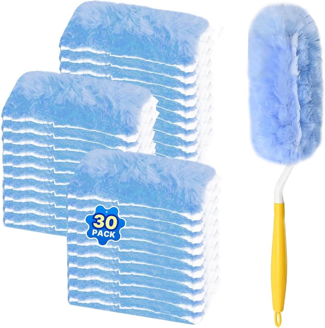 Duster Refill for Swiffer Duster, 30 Count Heavy Duty Duster Refills with 1 Handle, 360 Dusters Refills Kit with 4X Microfibers, Disposable Dusters for Swiffer Duster Extended Handle for Cleaning