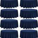 Fivenl 8 Pack Premium Round Tablecloth 108 Inch Round Table Covers Washable Polyester Fabric Round Table Clothes for Wedding Party Reception Banquet Buffet Restaurant (Navy Blue, 108 Inch)
