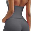 OMKAGI 2 Piece Workout Sets for Women Halter Sports Bra Tank Gym Biker Shorts Outfits (Medium, Grey)