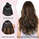 ALXNAN Long Wavy Hair Extensions for Women, Clip in Hair Extensions Clip Ins Soft Full Head Synthetic Hairpieces 20 Inch Balayage Dark Brown to Chestnut Brown