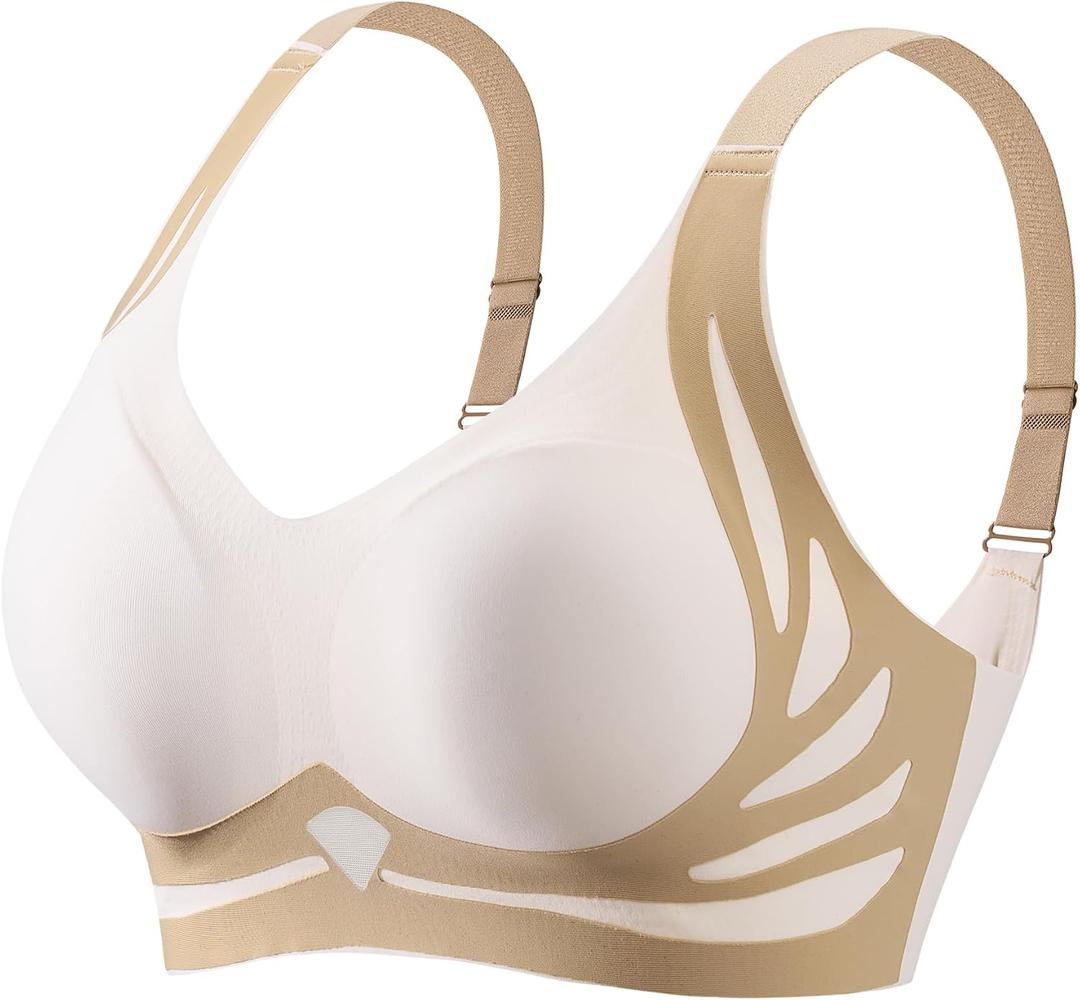 STARLACKC Jelly Bras for Women Plus Size Bras Wireless Bra No Underwire Push Up Seamless Sleep Comfortable Womens(4XL,TQ, Skin)