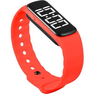 Sensory Wrist Timer for Kids, Teachers, Students, Simple Reminder Watch with Silent Alarm Clock Wristband, Classroom Countdown (Red)