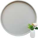 25-inch Round Ottoman Serving Tray - Textured PU Leather Coffee Table Decor, Waterproof Heat-Resistant Large Organizer for Home, Office, Bed & Party Essentials (Tranquil Beige, 25)