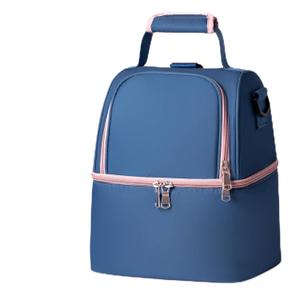 NCVI Breastmilk Cooler Bag, Breast Pump Bag with 2 Ice Pack Fits 6 Bottles, Double Layer Breast Milk Cooler Travel Bag Baby Bottle, for Travel, Nursing Mom Daycare, Work, Picnic (Sky Blue)