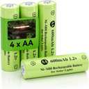 10 x Ni-MH AA 600mAh 1.2V Rechargeable Battery for Solar Lights, AA 1.2V Rechargeable Battery Pre-Charged, Low Self - Discharge for Outdoor Solar Lights, Ground Lights (AA-600mAh-4pack