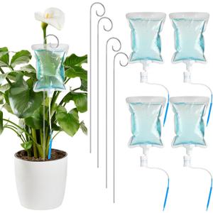 Norme 6 Pcs Plant Drip Irrigation Set 500 ml Drip Water Bag Plant Waterer with Support Rod Stakes Self Watering Spikes Automatic Watering System for Potted Indoor Outdoor